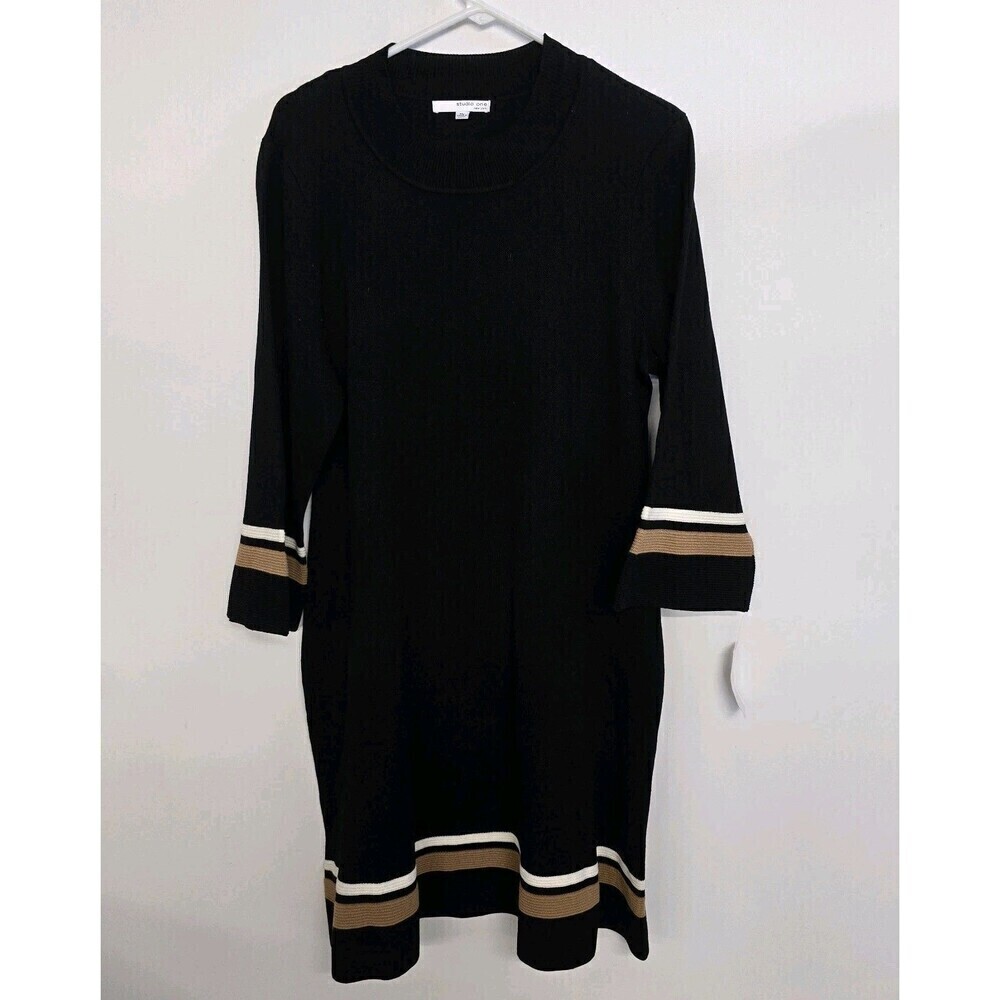 Studio 1 Women's Knit Sweater Dress Size XL Black NWT (A45)